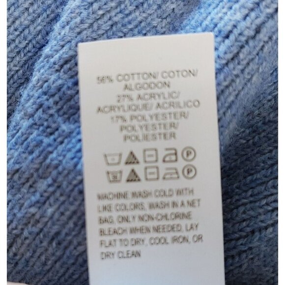 Lucky Brand Womens Pullover Sweater  Size Medium Blue Ribbed Cotton Blend - Picture 5 of 5